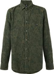 Camouflage Shirt Men Cotton M, Green