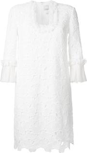 Scalloped Macrame Lace Dress Women Polyester 10, White