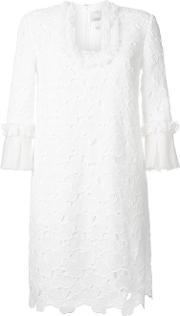 Scalloped Macrame Lace Dress Women Polyester 12, Women's, White