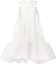 Sleeveless Sheer Floral Dress Women Silkpolyester 12, White