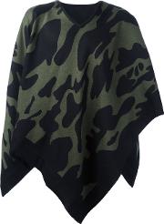 Camouflage Cape Scarf Men Silkwool One Size, Black