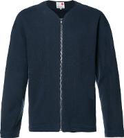 Fleecy Lined Zipped Sweatshirt Men Cottonpolyester L, Blue