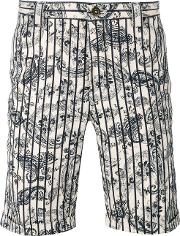 Paisley Stripe Shorts Men Cottonlinenflax 36, Blue