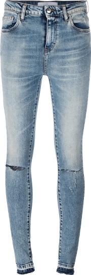 Distressed Skinny Jeans Women Cottonspandexelastane 30, Women's, Blue