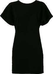 Open Back Shift Dress Women Polyester 40, Black