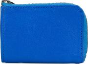 Mini Zipped Wallet Unisex Calf Leather One Size, Blue