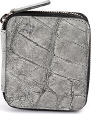 Mini Zipped Wallet Women Crocodile Leather One Size, Women's, Grey