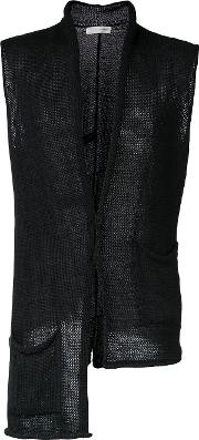 Asymmetric Knitted Gilet Men Cotton S, Black