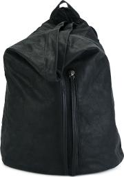 Zipped Backpack Unisex Leather One Size, Black