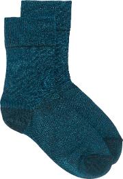 Vicka Lurex Ankle Socks Women Polyesterspandexelastane One Size, Blue