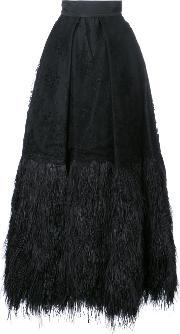 Embroidered Plume Trimmed Ball Skirt Women Polyesteracetate 40, Women's, Black