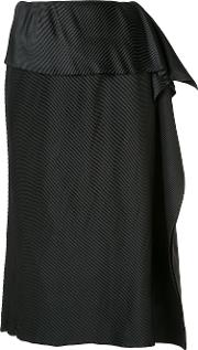 Draped Detail Pleated Skirt Women Polyester 2, Black