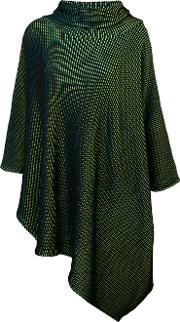 Issey Miyake Asymmetric Hem Poncho Sweater Women Woolpolyesternylon 2, Green 