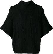 Issey Miyake Oversized Cropped Sleeve Sweater Men Nylonmohairwool One Size, Black 