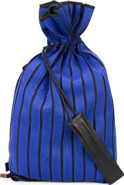 Ribbed Backpack Women Leatherviscose One Size, Blue