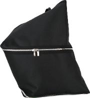 Zip Detail Backpack Women Cotton One Size, Black