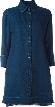 Denim Shirt Dress Women Cottonlinenflax Xs, Blue