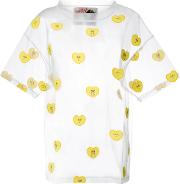 Heart Emojis Blouse Women Nylon L, White