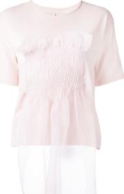 Tulle Smocked T Shirt Women Cottonpolyester M, Women's, Pinkpurple