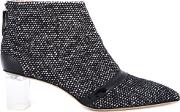 Jerome Rousseau 'schofield' Tweed Ankle Boots Women Calf Leathergoat Skinlamb Skinwool 39, Black 