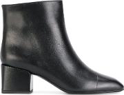 Jil Sander Chunky Heel Ankle Boots Women Leather 37, Black 