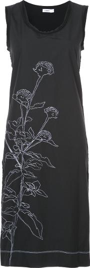 Jil Sander Flower Print Shift Dress Women Cottonspandexelastane Xl, Black 