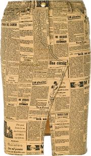 Newspaper Theme Printed Skirt 