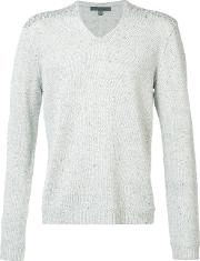 V Neck Sweater Men Silkviscose L, Grey
