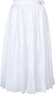 Frayed Pleat Skirt Women Cotton S, White
