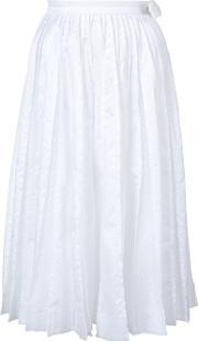 Frayed Pleat Skirt Women Cotton Xs, Women's, White