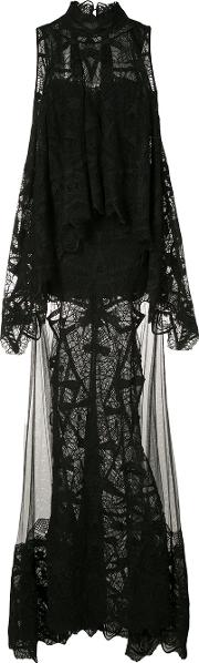 Layered Lace Gown Women Cottonnylon 4, Black