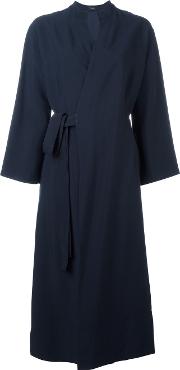 Kimono Style Wrap Coat Women Viscose 40, Blue