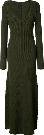Ribbed Detail Dress Women Wool L, Women's, Green