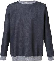 Denim Effect Sweatshirt Men Cottonpolyurethane M, Blue