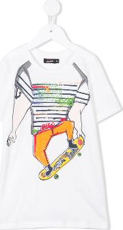 Skater Boy T Shirt Kids Cotton 8 Yrs, White