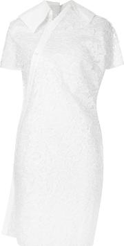 Asymmetric Sheer Shirt Dress Women Linenflaxpaperpolyester S, Women's, White