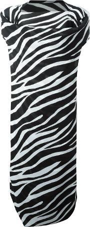 Draped Zebra Print Dress Women Polyester L, Women's, Black