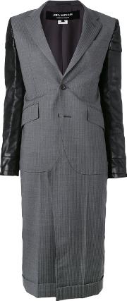 Leather Panelled Coat Women Cuprowool S, Women's, Grey