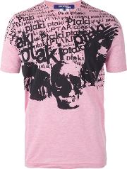 Skull Print T Shirt Men Cotton L, Pinkpurple
