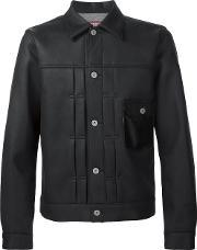 Stitched Leather Jacket Men Cottonleatherartificial Leather S, Black