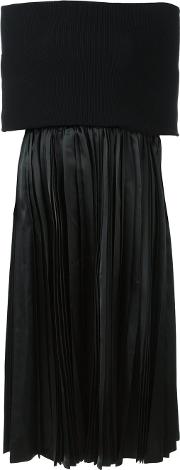Off Shoulder Pleated Dress Women Cottonpolycarbonite M, Black