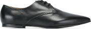 Pointed Toe Derby Shoes Women Leather 38, Black