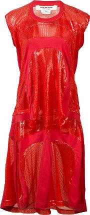 Sequin T Shirt Dress Women Cottonpolyester Xs, Red