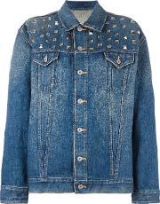 Studded Denim Jacket Women Cotton Xs, Women's, Blue