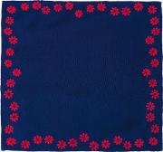 Floral Embroidered Pocket Square Men Silk One Size, Blue
