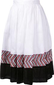 Panelled Midi Skirt Women Cotton M, White