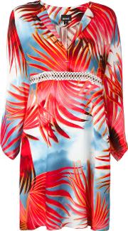 Palm Print Shirt Dress Women Viscose 44