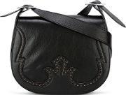 Perforated Detail Crossbody Bag Women Calf Leatherpolyesterpolyurethaneviscose One Size, Women's, Black