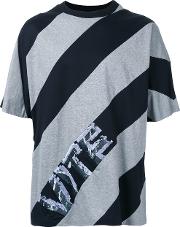 Juun.j Diagonal Stripe T Shirt Men Cotton 50, Black 