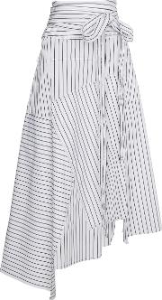 Striped Asymmetrical Midi Skirt 